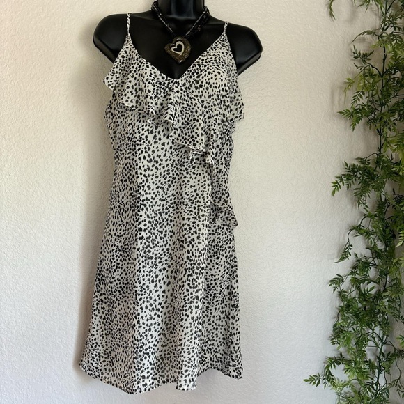 Crescent Black and White Spotted Mini Dress - Picture 1 of 8